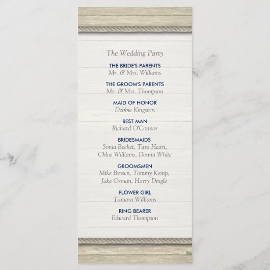 Die Kopplung des bekannten rustikalen Beach-Hochze Programm (Rückseite)