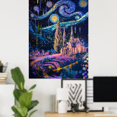 Die kosmische Fantasie der Sternennacht Poster (Heimbüro)