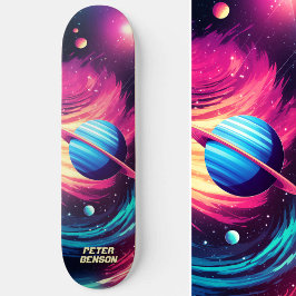Die kosmischen Planeten rosa und blau Skateboard