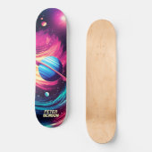 Die kosmischen Planeten rosa und blau Skateboard (Vorderseite)