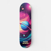 Die kosmischen Planeten rosa und blau Skateboard (Vorderseite)