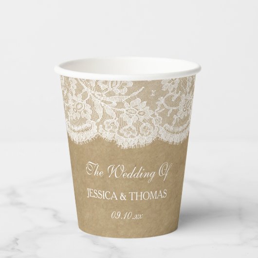 Die Kraft & Spitzen-Hochzeitskollektion Pappbecher (Vorderseite)
