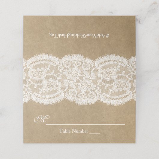 Die Kraft & Spitzen-Hochzeitskollektion Platzkarte (Außenseite Aufgefaltet)