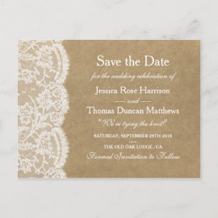 Die Kraft & Spitzen Hochzeitskollektion Save the D Ankündigungspostkarte