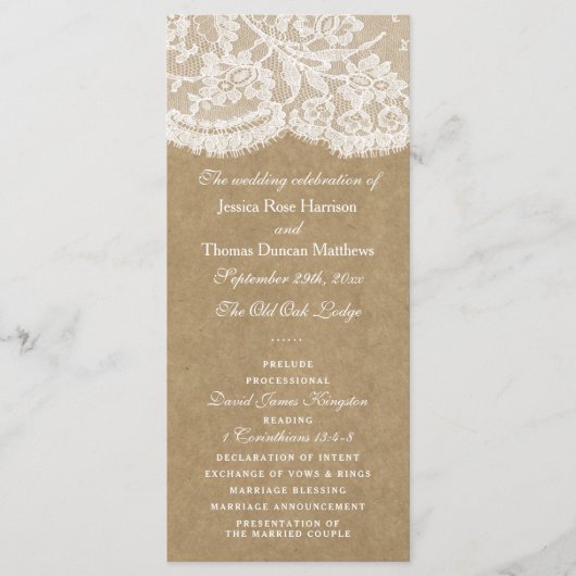 Die Kraft & Spitzen-Hochzeitsprogramme Programm (Vorderseite)