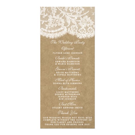 Die Kraft & Spitzen-Hochzeitsprogramme Werbekarte (Hinten)