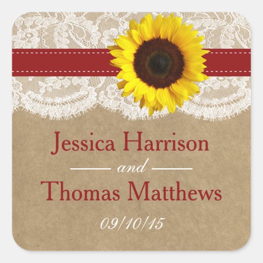 Die Kraft-, Spitzen- und Sonnenblumen-Kollektion - Quadratischer Aufkleber (Vorderseite)
