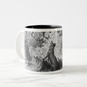 Die Krähe und der Fox Zweifarbige Tasse (Vorderseite Links)