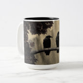 Die Krähen am Zweig Zweifarbige Tasse (Vorderseite Links)