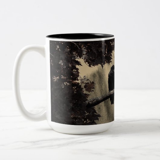 Die Krähen am Zweig Zweifarbige Tasse (Links)