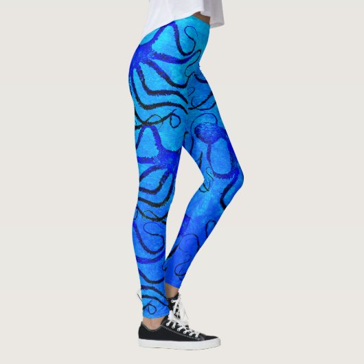 Die Kraken-Blau des Amys auf Blau - Leggings (Rechts)