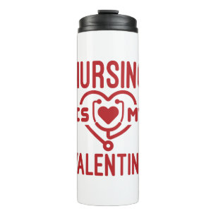 Die Krankenpflege ist mein Valentinstag Thermosbecher