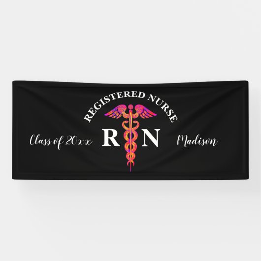 Die Krankenschwester Graduation Party Black Pink P Banner (Horizontal)