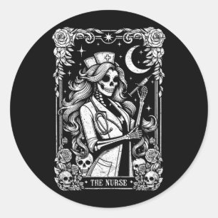Die Krankenschwester Skelett Tarot Karte Lustige P Runder Aufkleber