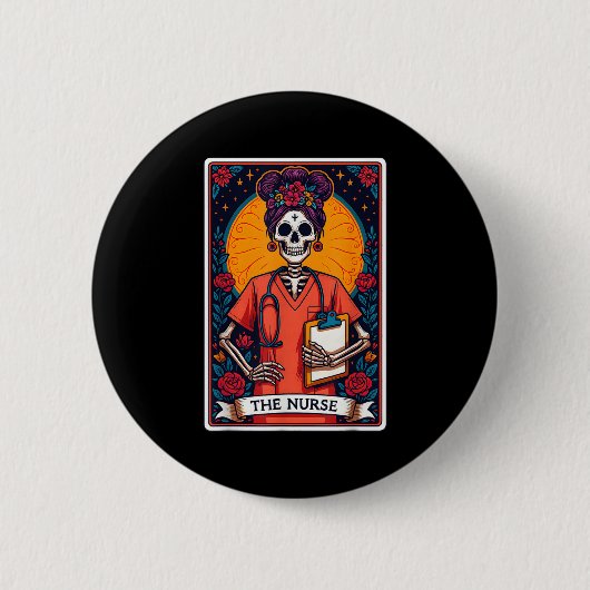 Die Krankenversicherung Skeleton Tarot Card Die so Button (Vorderseite)