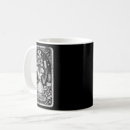 Die Krankenversicherung Skeleton Tarot Card Die so Kaffeetasse (Vorderseite Links)