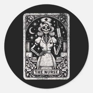 Die Krankenversicherung Skeleton Tarot Card Die so Runder Aufkleber