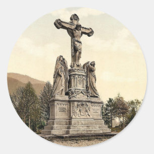 Die Kreusigungsgruppe, Oberammergau, Oberbayern Runder Aufkleber