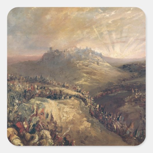Die Kreuzfahrer vor Jerusalem Quadratischer Aufkleber (Vorderseite)