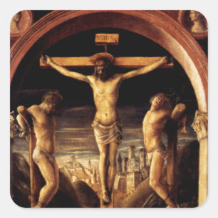 Die Kreuzigung Jesu durch Vincenzo Foppa - 1456 Quadratischer Aufkleber