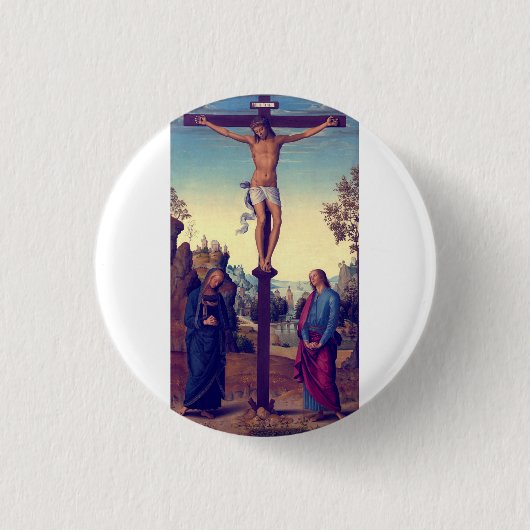 Die Kreuzigung mit der Jungfrau von Pietro Perugin Button (Vorderseite)