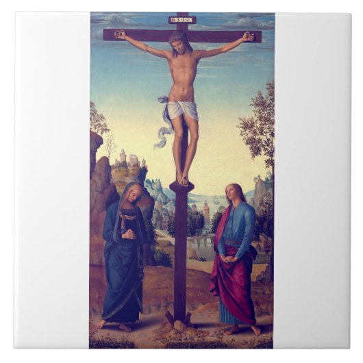 Die Kreuzigung mit der Jungfrau von Pietro Perugin Fliese (Vorderseite)