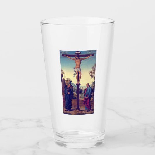 Die Kreuzigung mit der Jungfrau von Pietro Perugin Glas (Vorderseite)