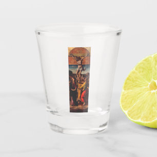 Die Kreuzigung nach Carlo Crivelli Sakrale Kunst Schnapsglas