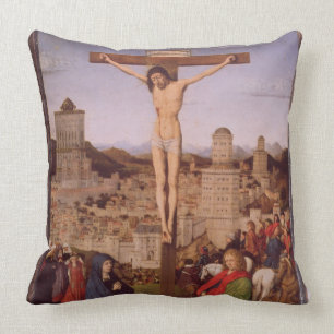 Die Kreuzigung (Öl auf Platte) Kissen