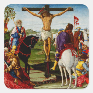 Die Kreuzigung von Benvenuto di Giovanni Quadratischer Aufkleber