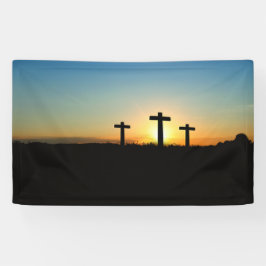 Die Kreuzigungs-Kreuze am Sonnenuntergang Banner