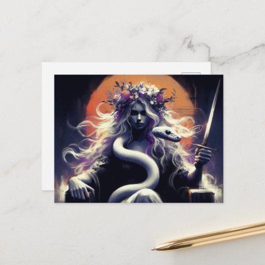 Die Kriegerin der Prinzessin und ihre Schlange Postkarte (Vorderseite/Rückseite Beispiel)