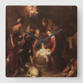 Die Krippe 1668 Quadratische Wanduhr (Vorderseite)