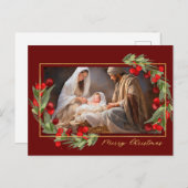 Die Krippe der Aquarellkunst Gott Feiertagspostkarte (Vorne/Hinten)