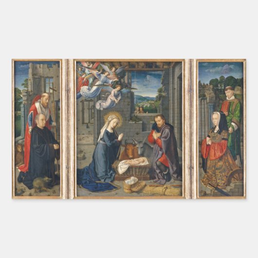 Die Krippe mit Spendern und Heiligen Rechteckiger Aufkleber (Vorderseite)