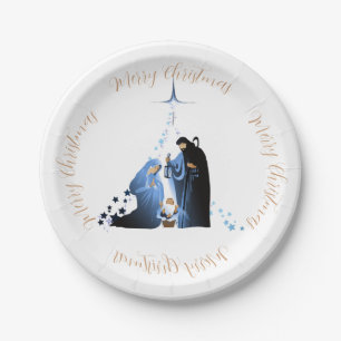 Die Krippe und die Weihnachtsgrüße Pappteller