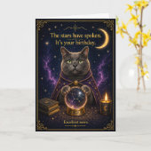 Die Kristallkugel-Geburtstagsdeutung der Katze Karte (Gelbe Blume)