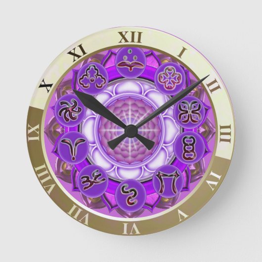 Die Krone Chakra Mandala Runde Wanduhr (Vorderseite)