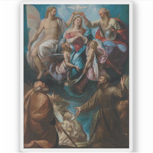 Die Krönung der Jungfrau mit Joseph&Francis Aufkleber (Vorderseite)