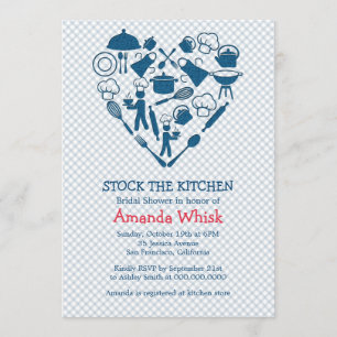 Die Küche   Blaues Brautparty Einladung