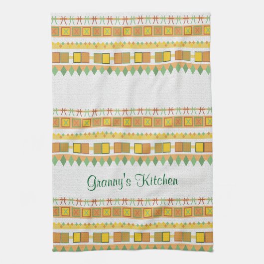 Die Küche der lebhaften Muster-Oma irgendein Text Geschirrtuch (Vertikal)