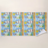 DIE KÜCHE DES MEERES, DIE STADT MIT DEM CARTOON. STRANDTUCH (Vorderseite)