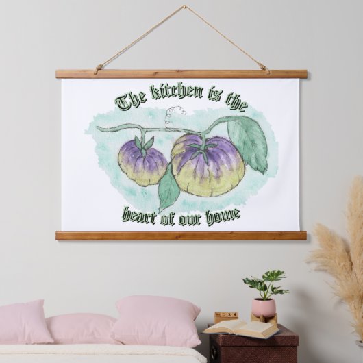 Die Küche ist das Herz der Zuhause Wandteppich Mit Holzrahmen (Schlafzimmer)