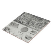 Die Küche und die Ausrüstung eines Bäckers, vom Fliese (Seite)