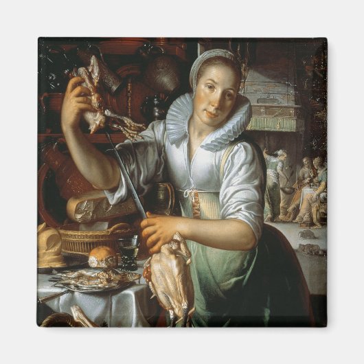 Die Küchenmädchen (mit Christus, Maria und Martha) Magnet (Vorne)