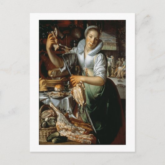 Die Küchenmädchen (mit Christus, Maria und Martha) Postkarte (Vorderseite)