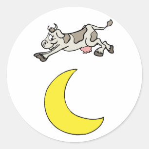 Die Kuh gesprungen über den Mond Runder Aufkleber