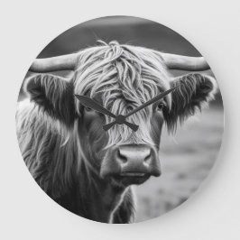 Die Kuh im Hochland Große Wanduhr
