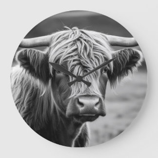 Die Kuh im Hochland Große Wanduhr