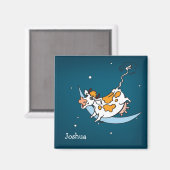 Die Kuh sprang über das Mondmagnet Magnet (Vorderseite/Rückseite)